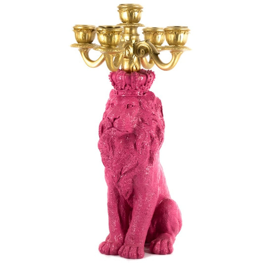 Kandelaar leeuw roze