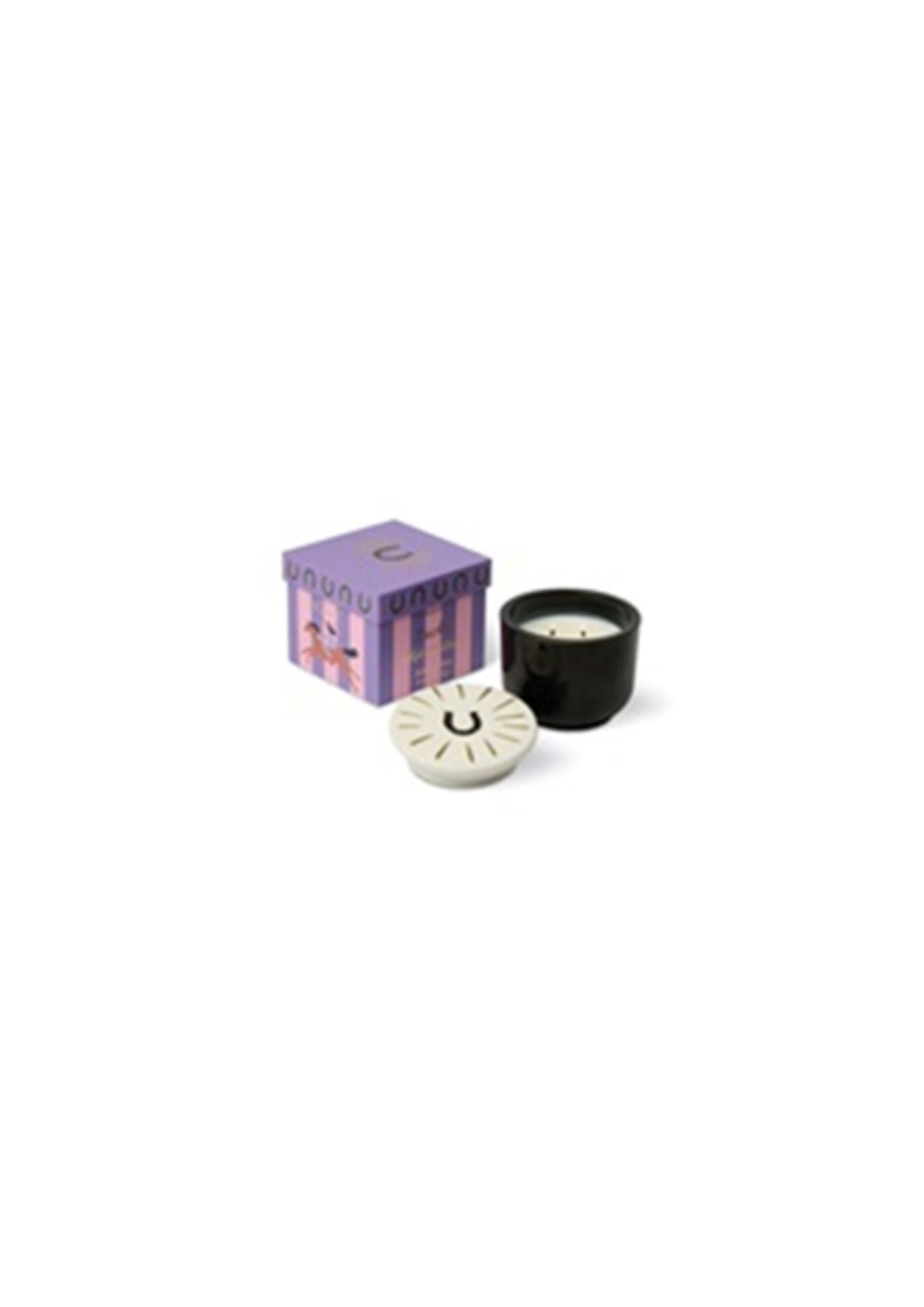 Charmed 8oz/226g Black Glass Candle with Horseshoe Ceramic Lid - Tabac & Pine