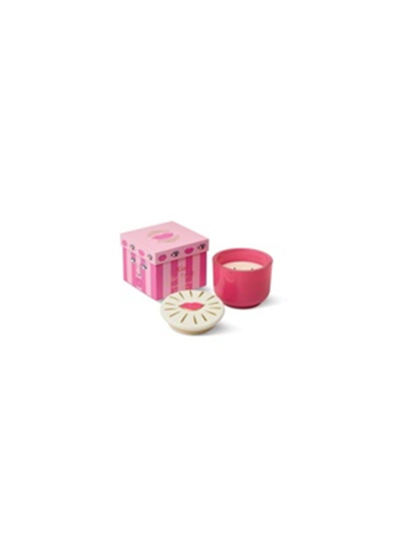 Charmed 8oz/226g Pink Glass Candle with Lips Ceramic Lid - Smoked Cherry