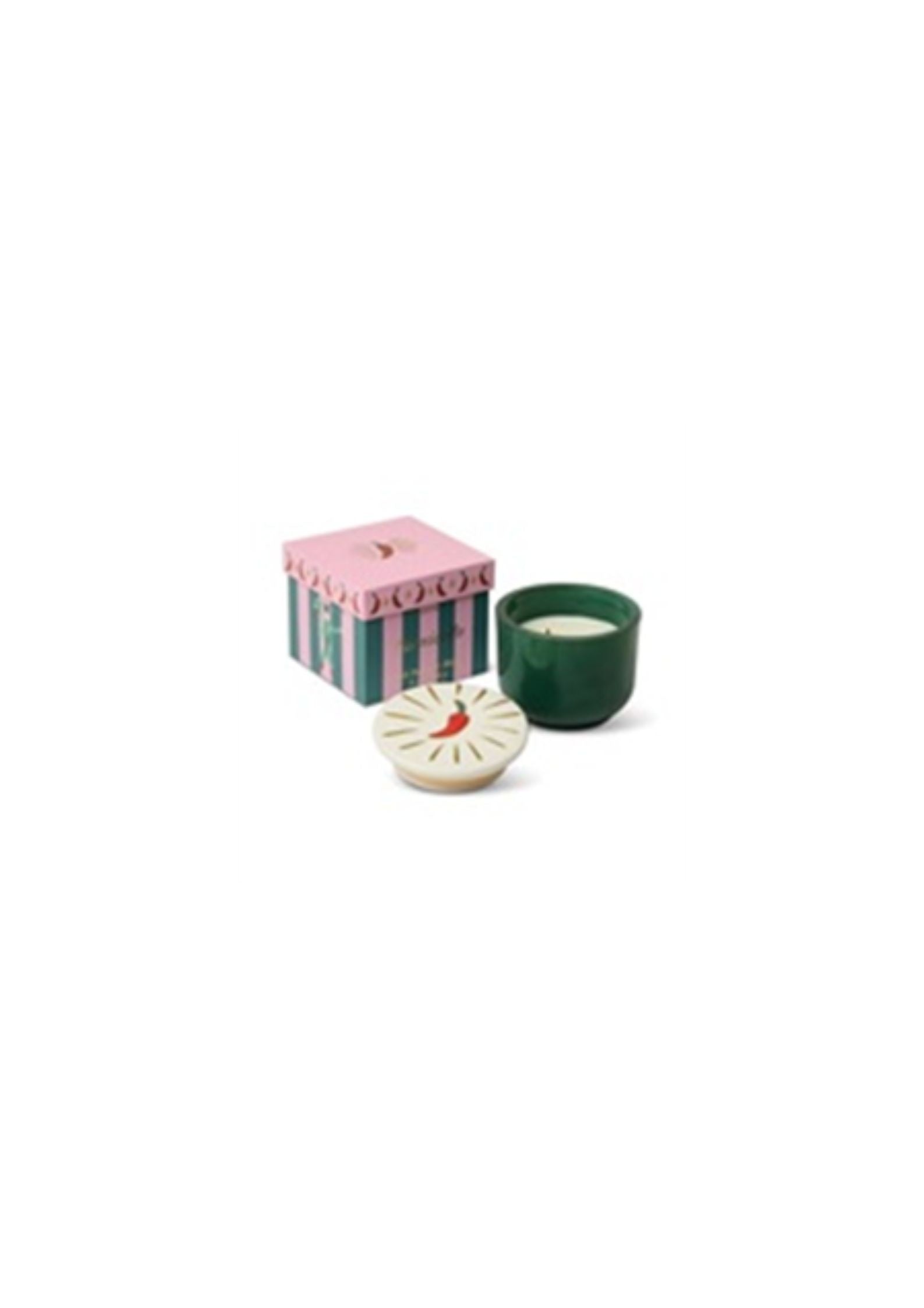 Charmed 8oz/226g Green Glass Candle with Chili Ceramic Lid - Chili Pepper & Mango