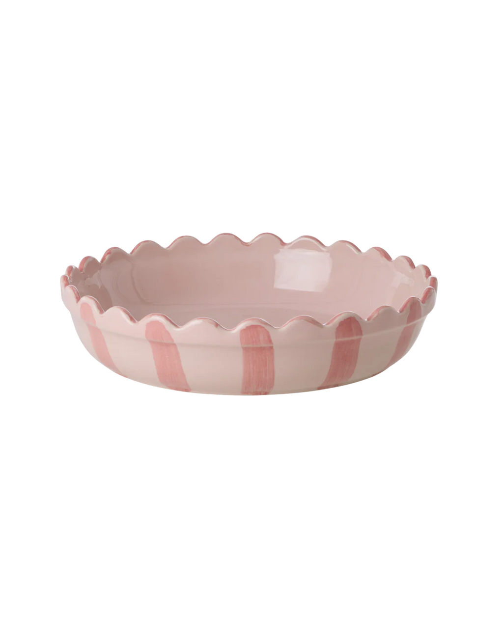Rice stoneware ovenschaal roze / koraal strepen