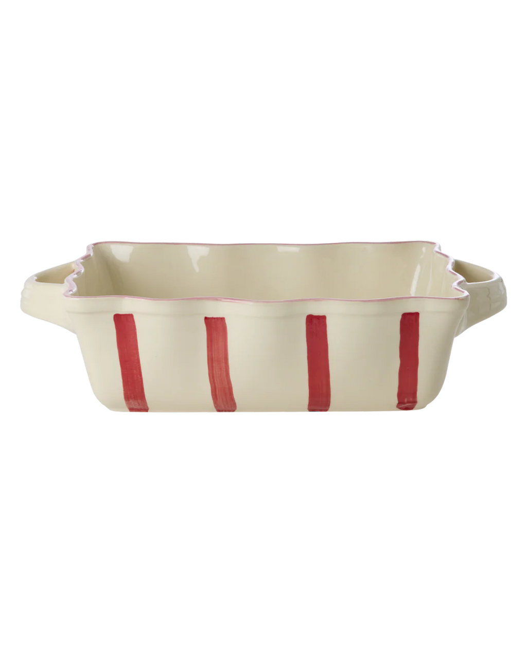 Rice stoneware ovenschaal creme rode strepen