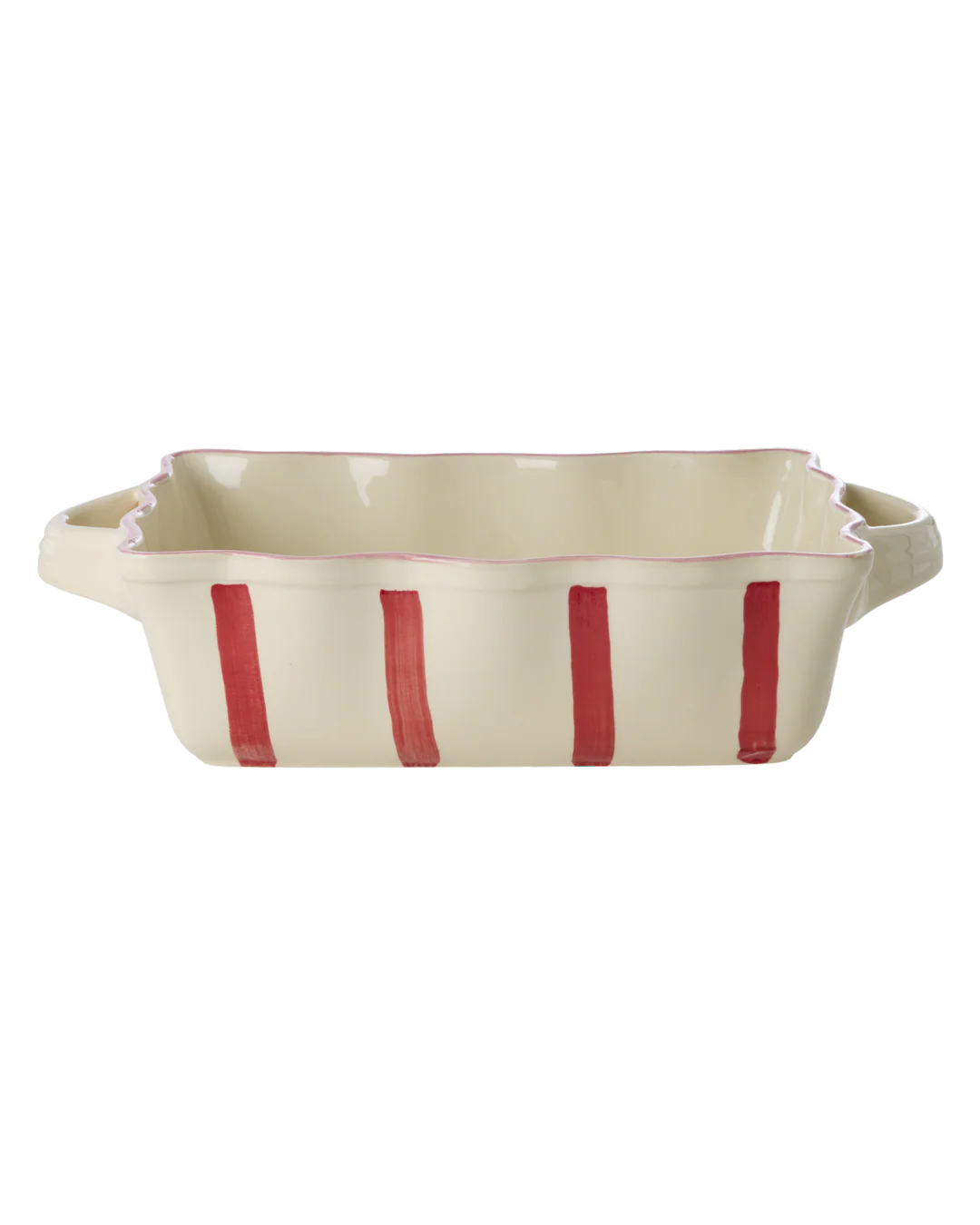 Rice stoneware ovenschaal creme rode strepen
