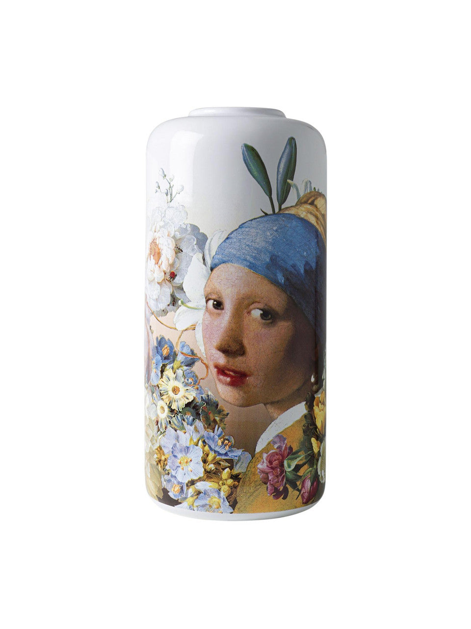 Heinen Delfts Blauw cilindervaas Meisje met de parel pastel