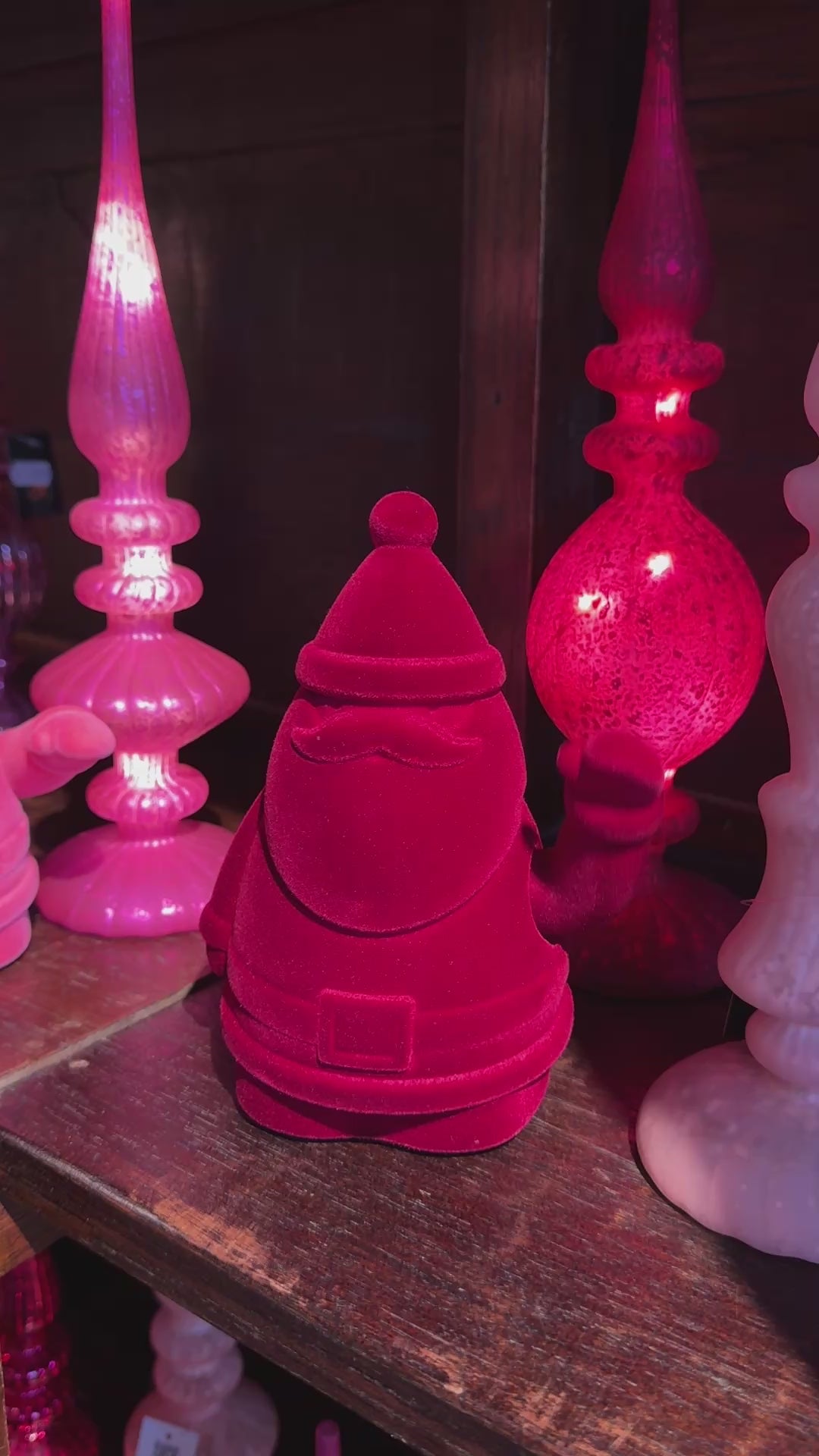 Zwaaiende kerstman geluksornament burgundy