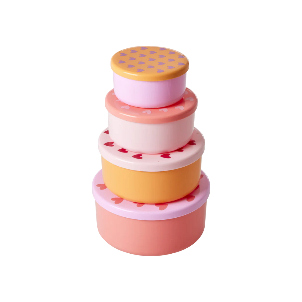 Ronde bakjes met hartjes set van 4 Rice