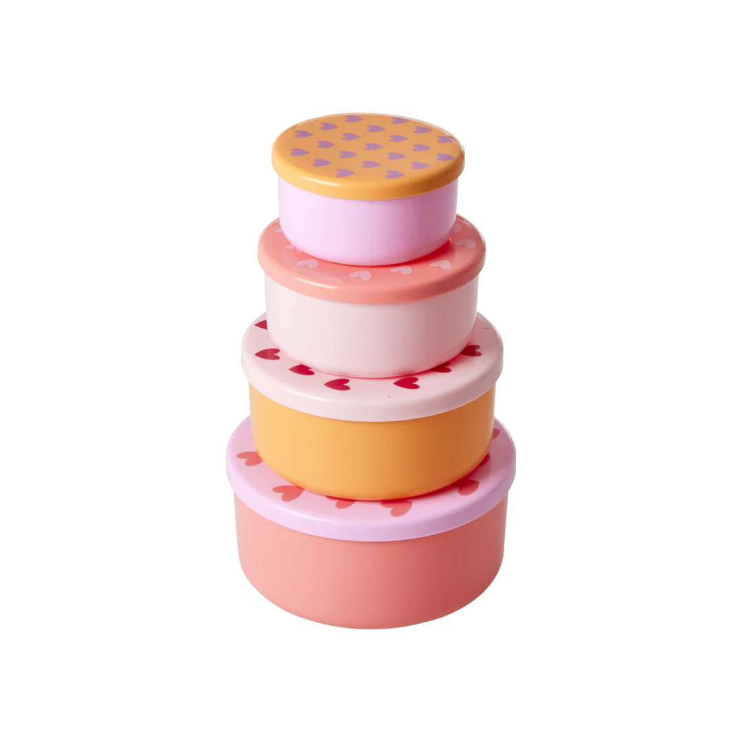 Ronde bakjes met hartjes set van 4 Rice