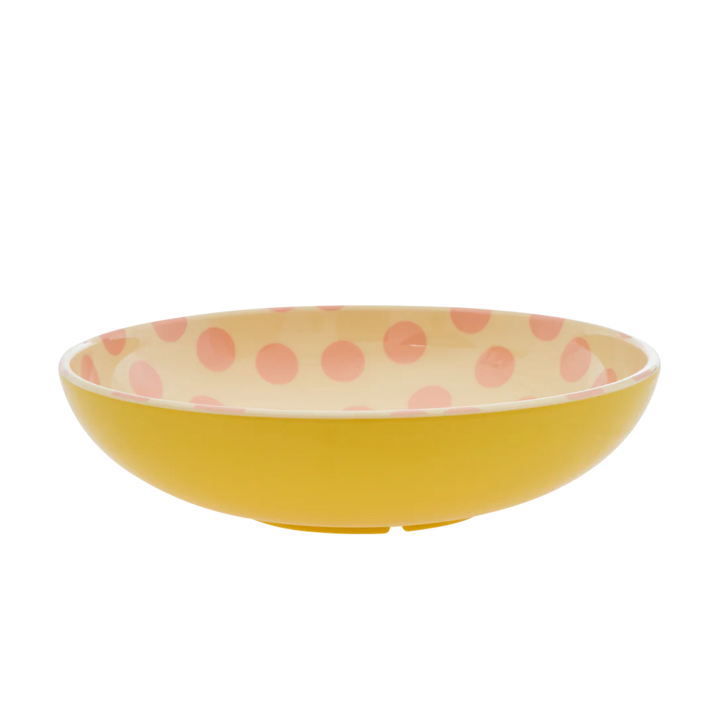 Sla kom geel pink dots Rice