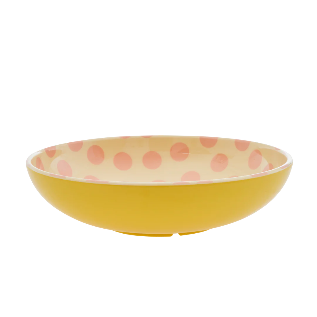 Sla kom geel pink dots Rice