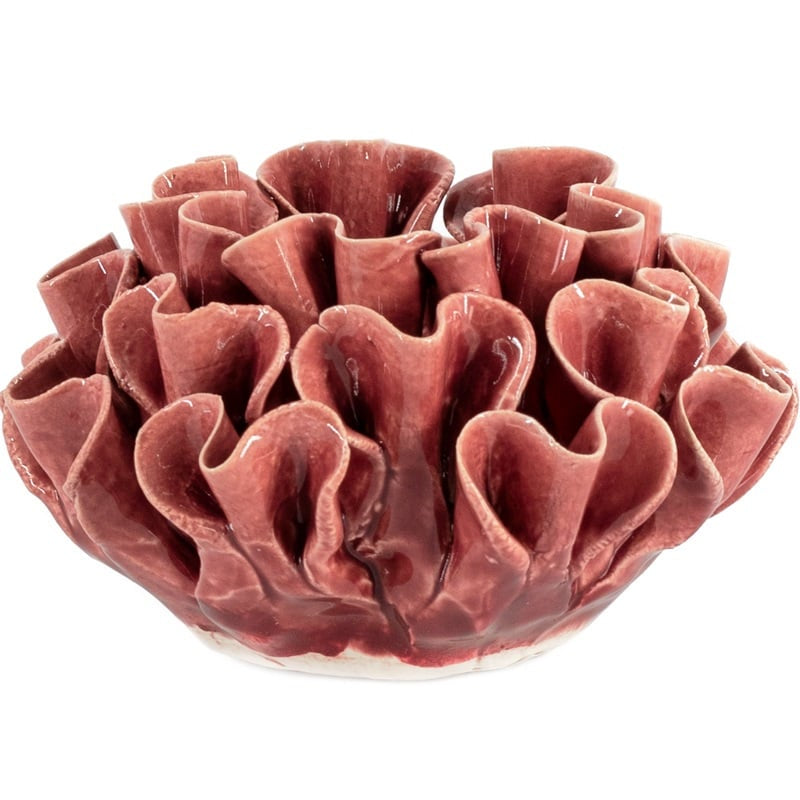 Waxinehouder keramiek spores burgundy