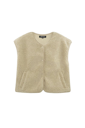 Fluffy teddy vest beige