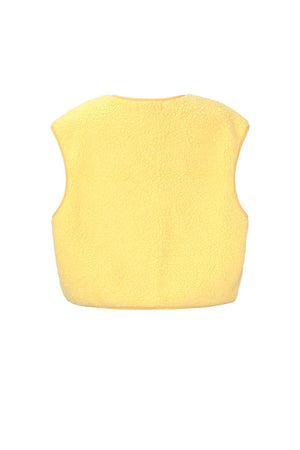Fluffy teddy vest geel