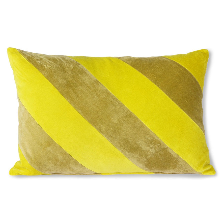 Striped velvet cushion yellow/green 40x60cm HK Living