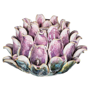 Aardewerk kaarsenstandaard flower unique pink