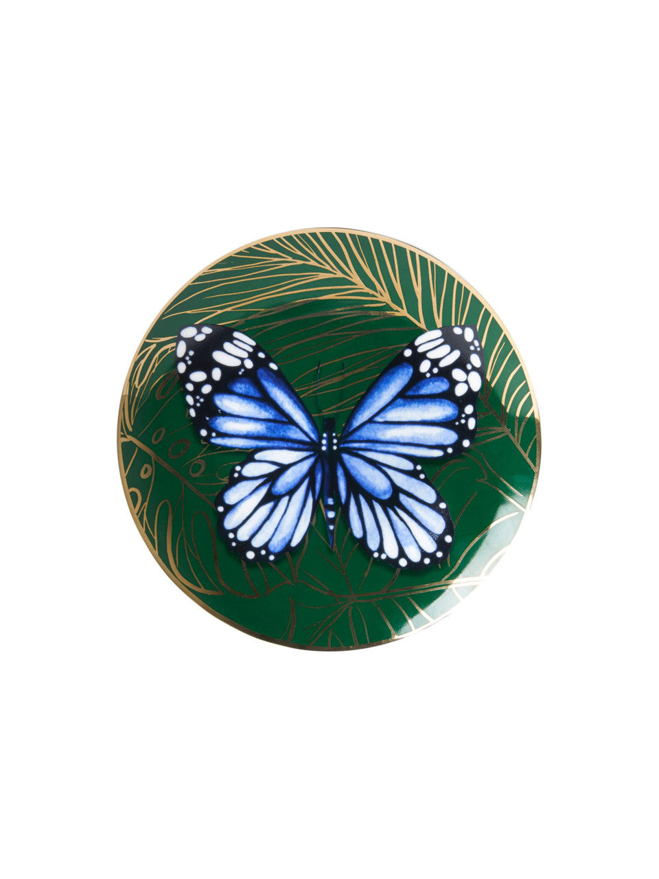 Heinen Delfts Blauw bord Vlinder 16cm