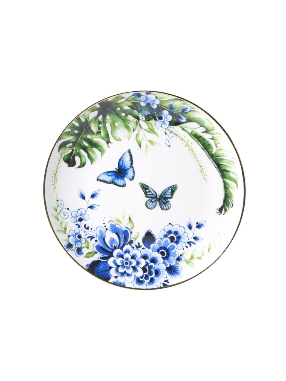 Heinen Delfts Blauw bord Vlindertuin 20,5cm