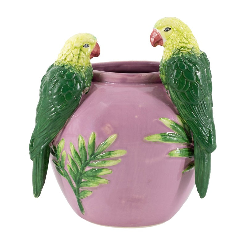 Aardewerk vaas met vogels
