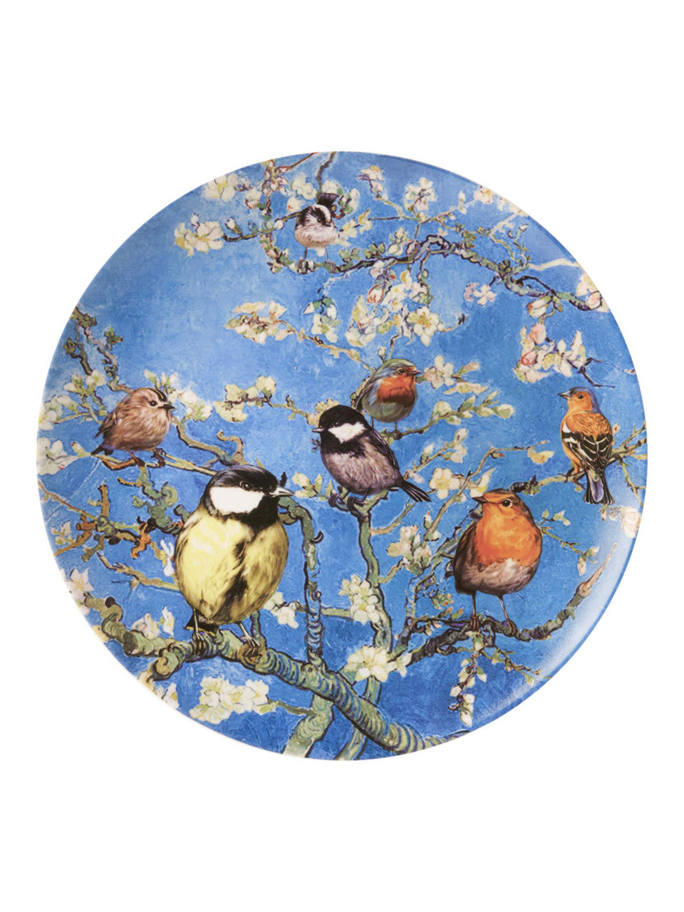 Heinen Delfts Blauw bord Vogels van Van Gogh